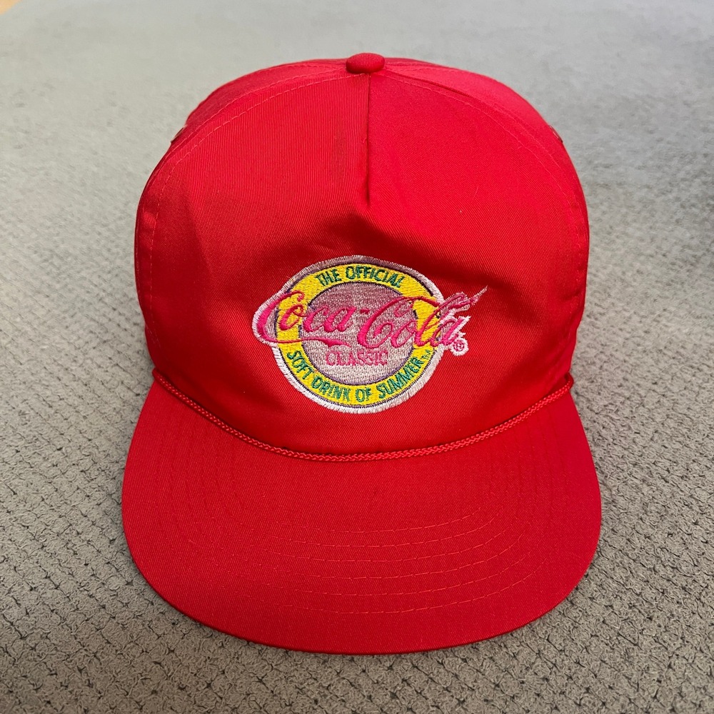 Vintage‎ 1990s Coca Cola Classic Soft Drink of Summer Red Snapback Hat OSFA